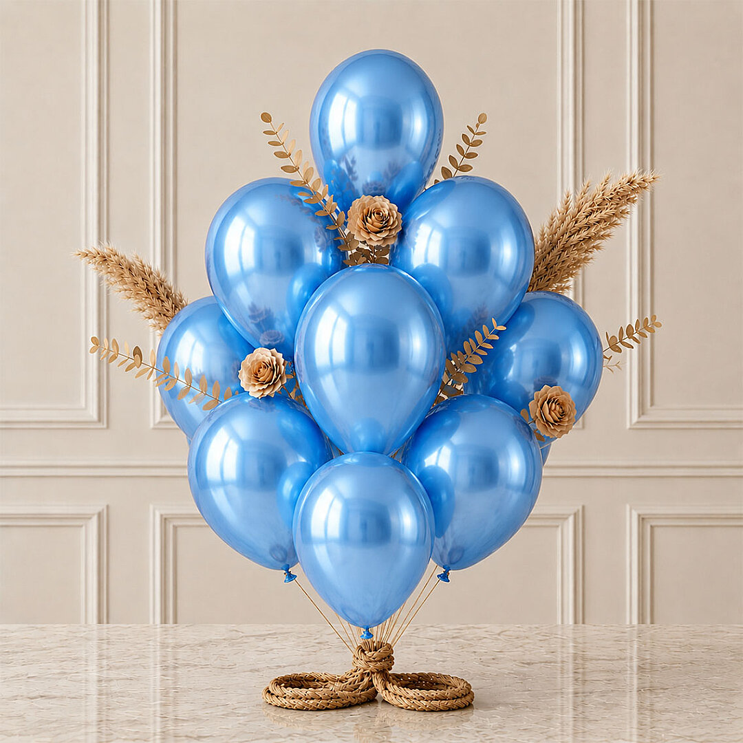 Mavi Renk Lateks Metalik Balon (30 cm) - 12 Adet - 1