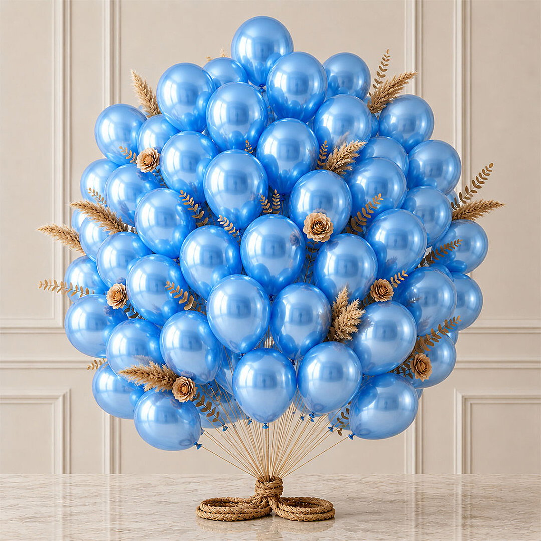 Mavi Renk Lateks Metalik Balon (30 cm) - 50 Adet - Beysüs