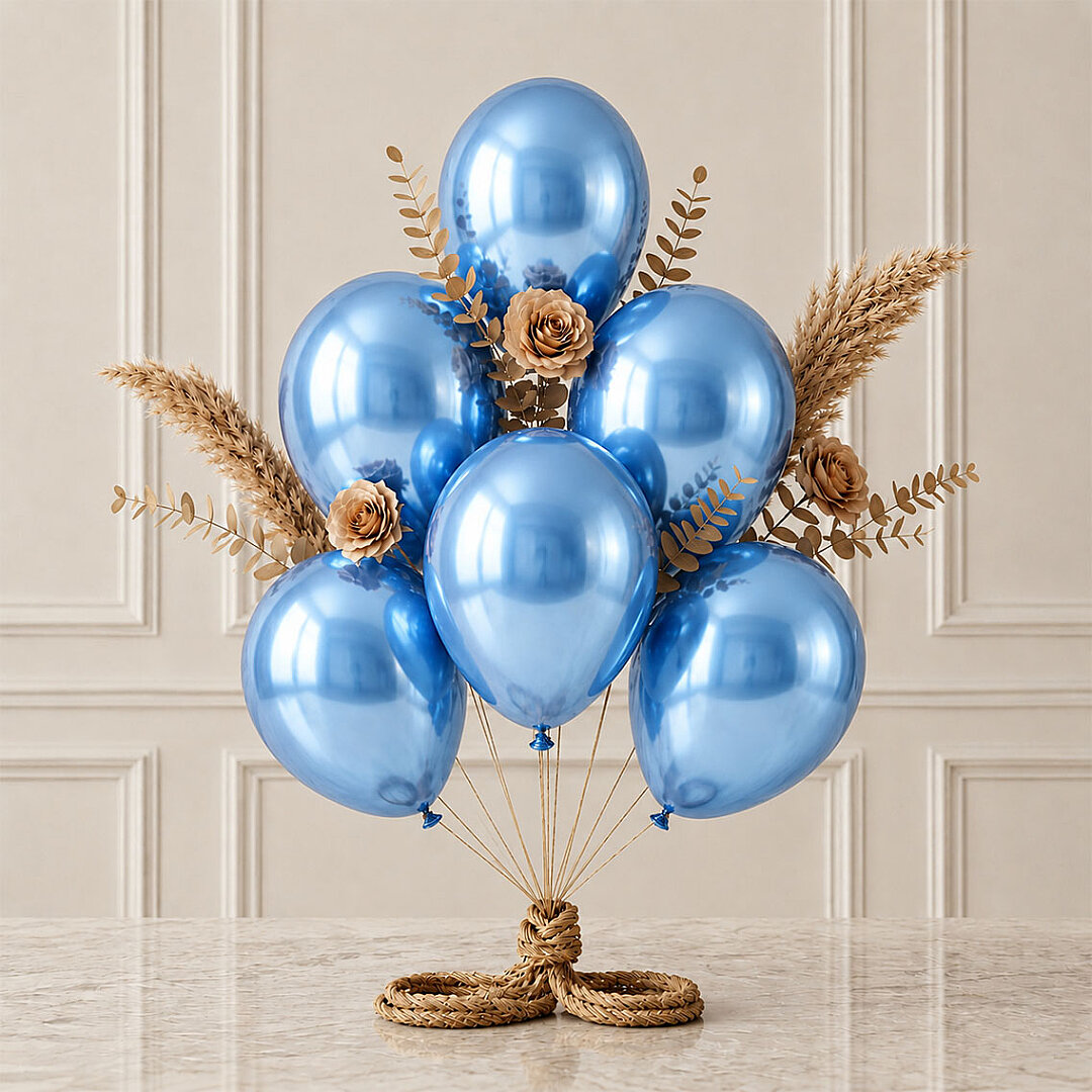 Mavi Renk Lateks Metalik Balon (30 cm) - 6 Adet - Beysüs