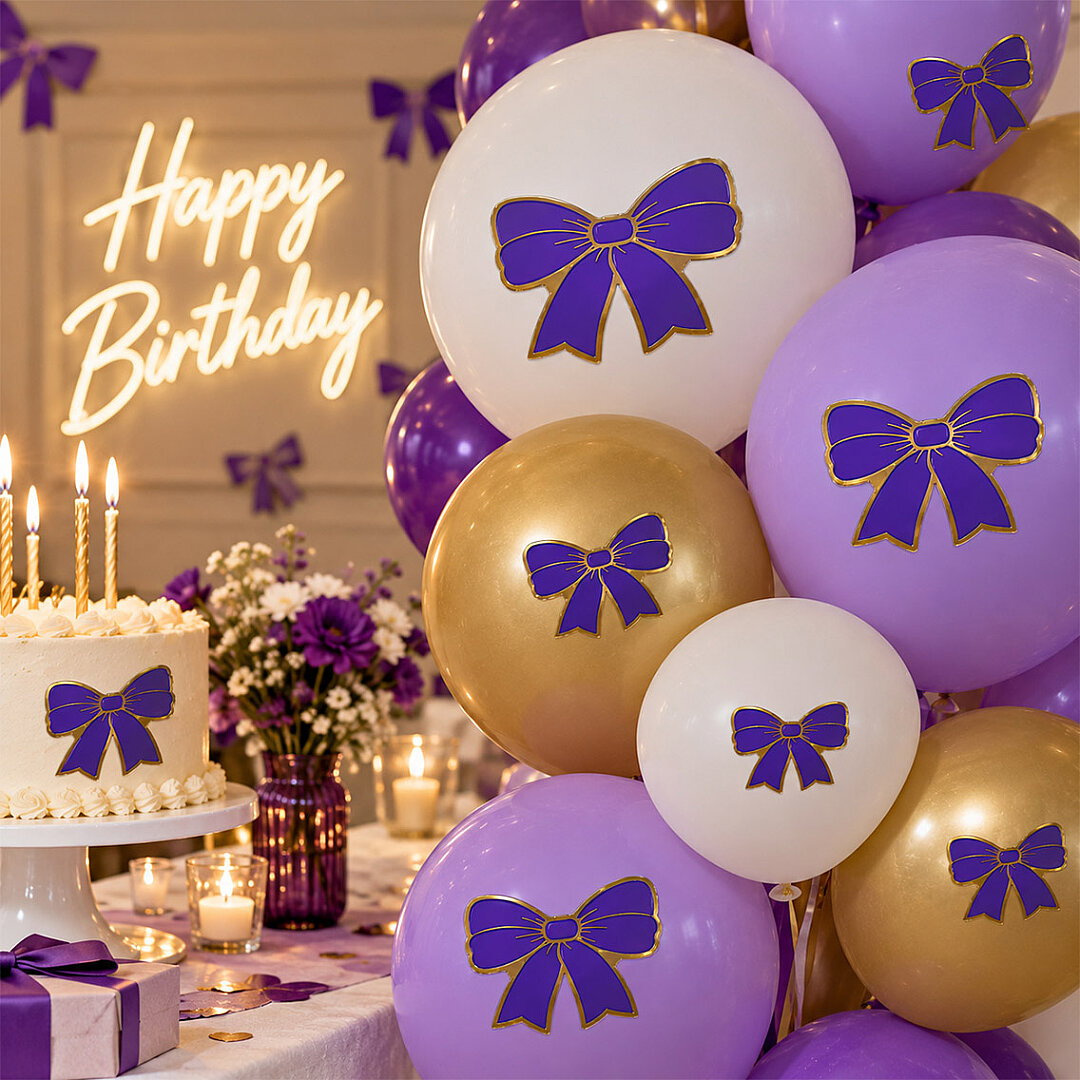 Mor Gold Fiyonk Balon Süsü 28’li - 1