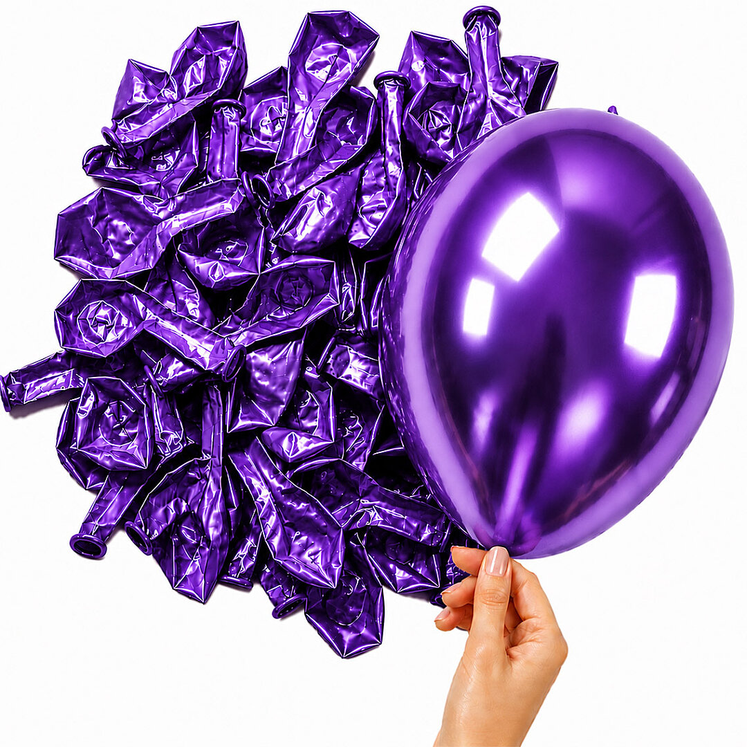 Mor Renk Lateks krom Balon (15 cm) - 10 Adet - 2