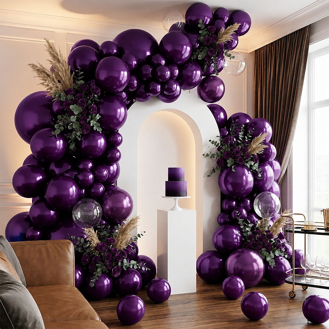 Mor Renk Lateks Metalik Balon (30 cm) - 100 Adet - Beysüs