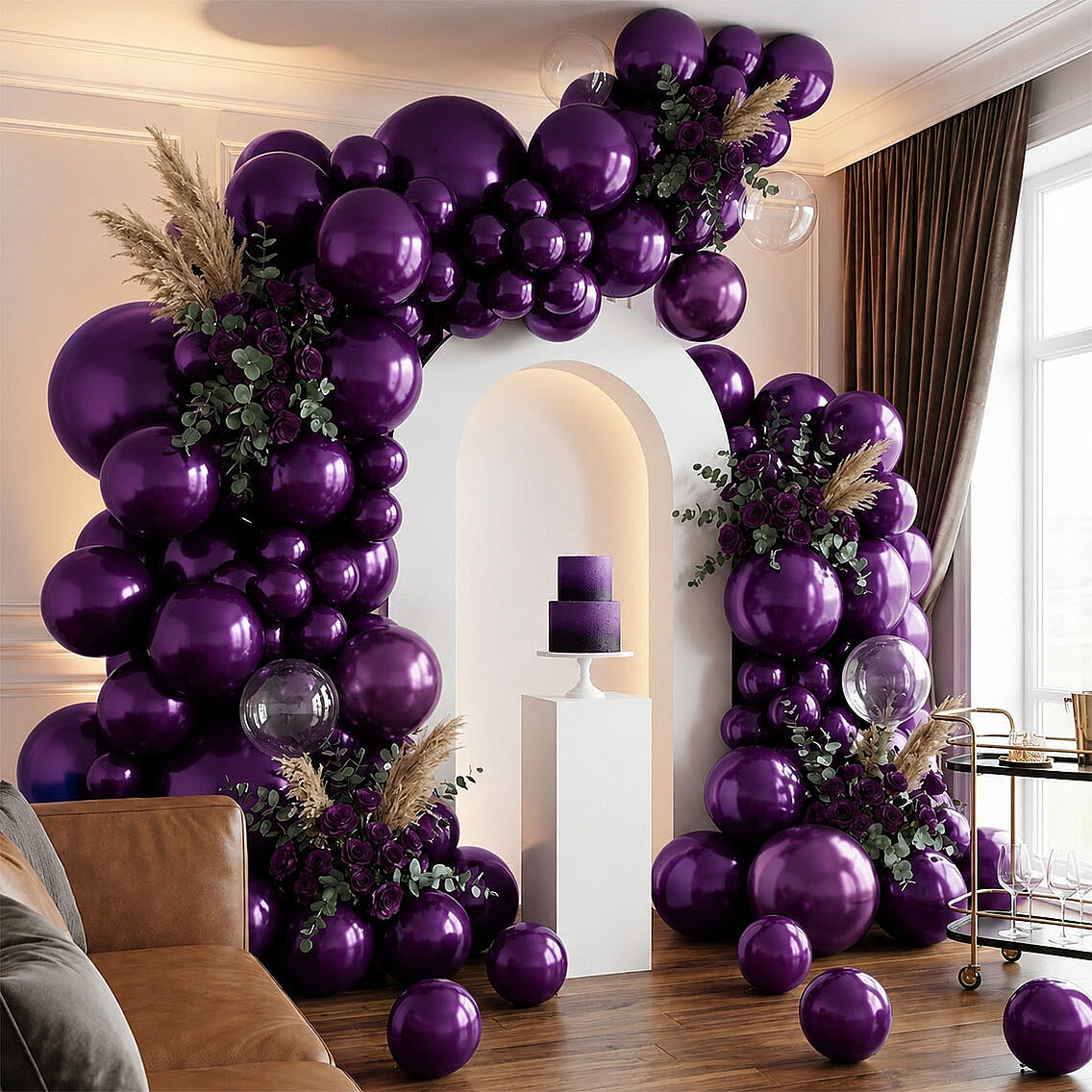 Mor Renk Lateks Metalik Balon (30 cm) - 100 Adet - 1