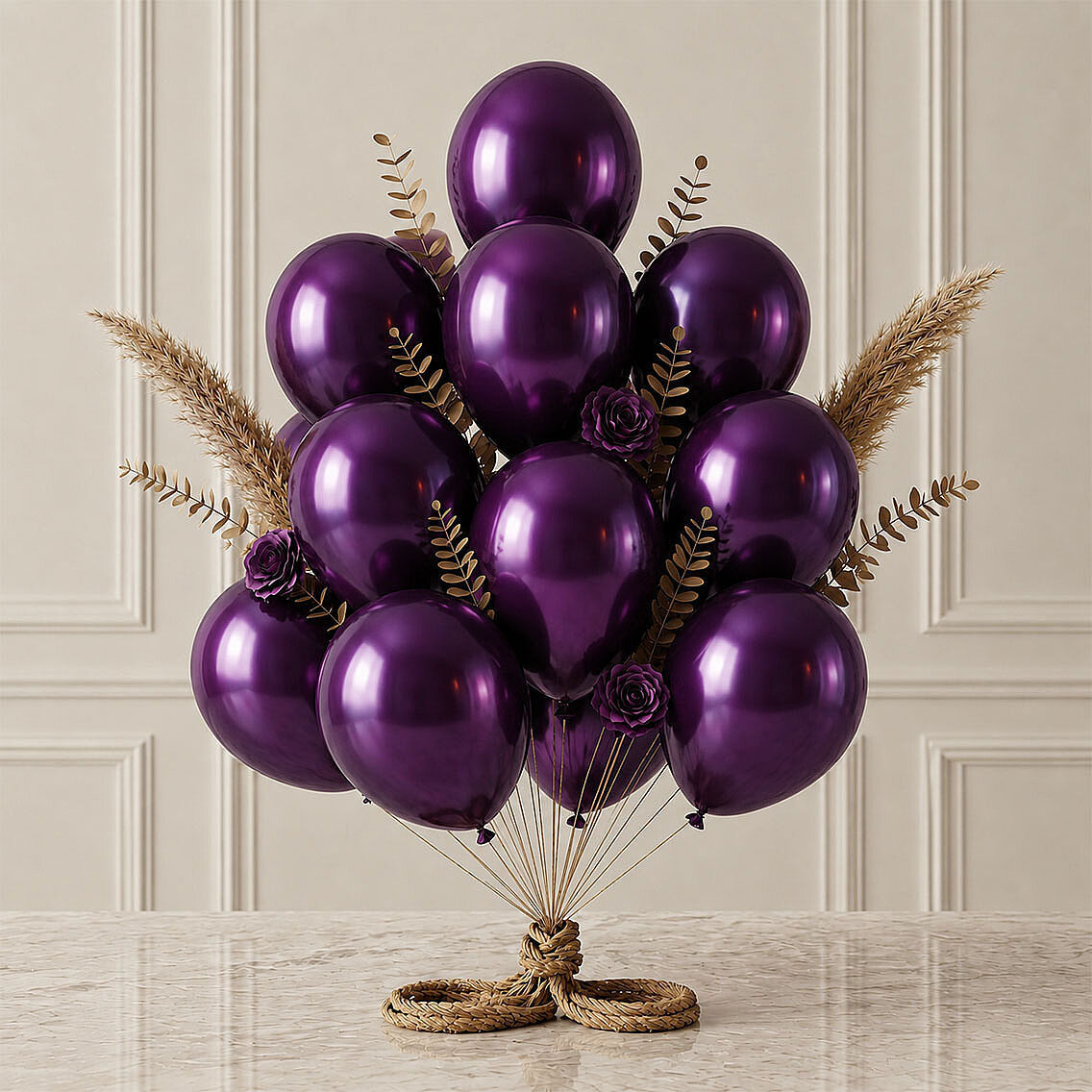 Mor Renk Lateks Metalik Balon (30 cm) - 12 Adet - 1
