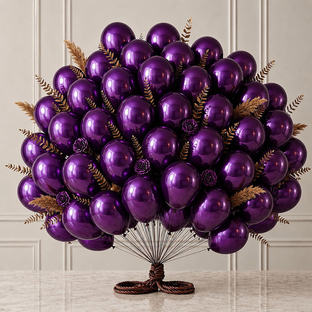Mor Renk Lateks Metalik Balon (30 cm) - 50 Adet - Beysüs