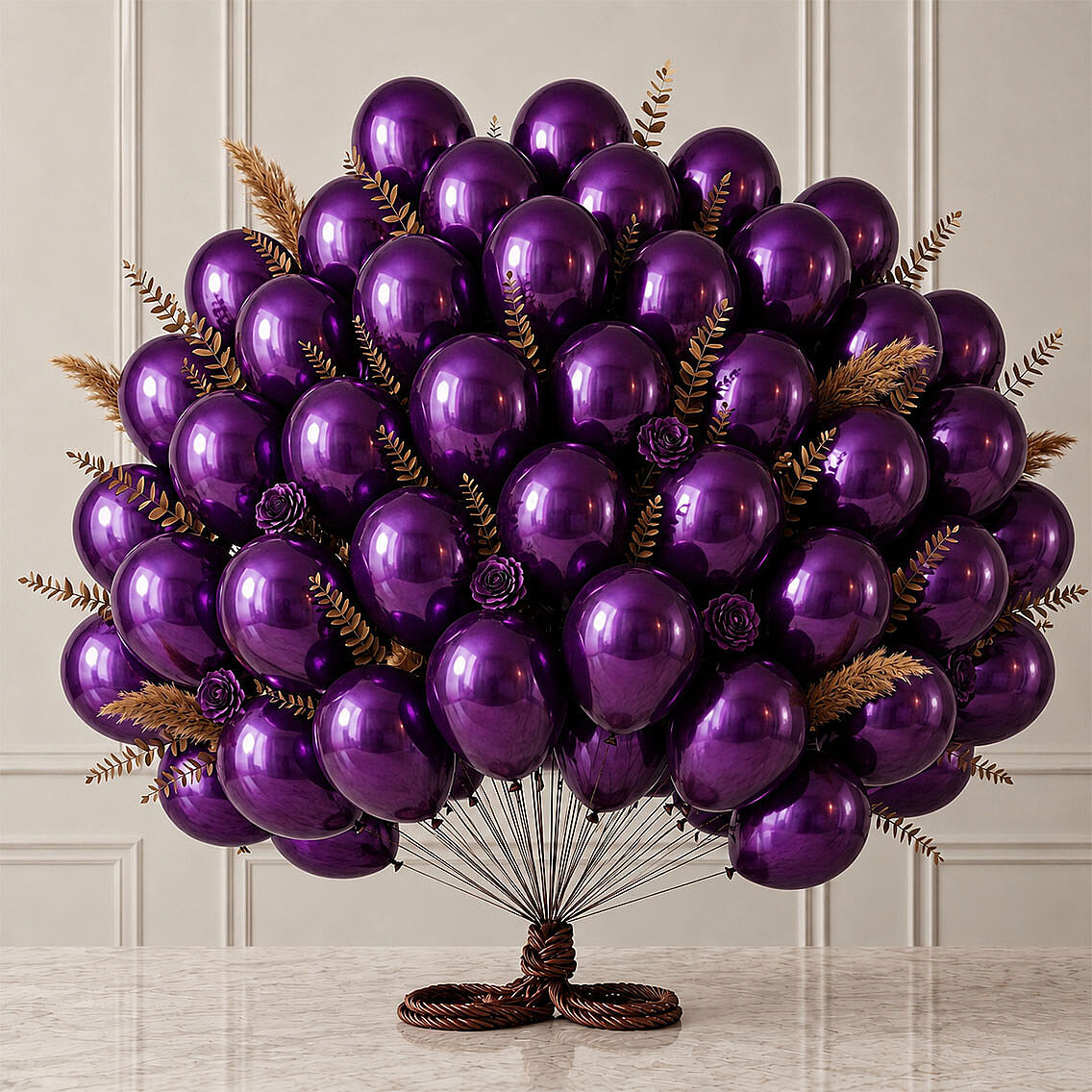 Mor Renk Lateks Metalik Balon (30 cm) - 50 Adet - 1