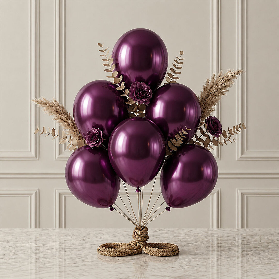 Mor Renk Lateks Metalik Balon (30 cm) - 6 Adet - 1