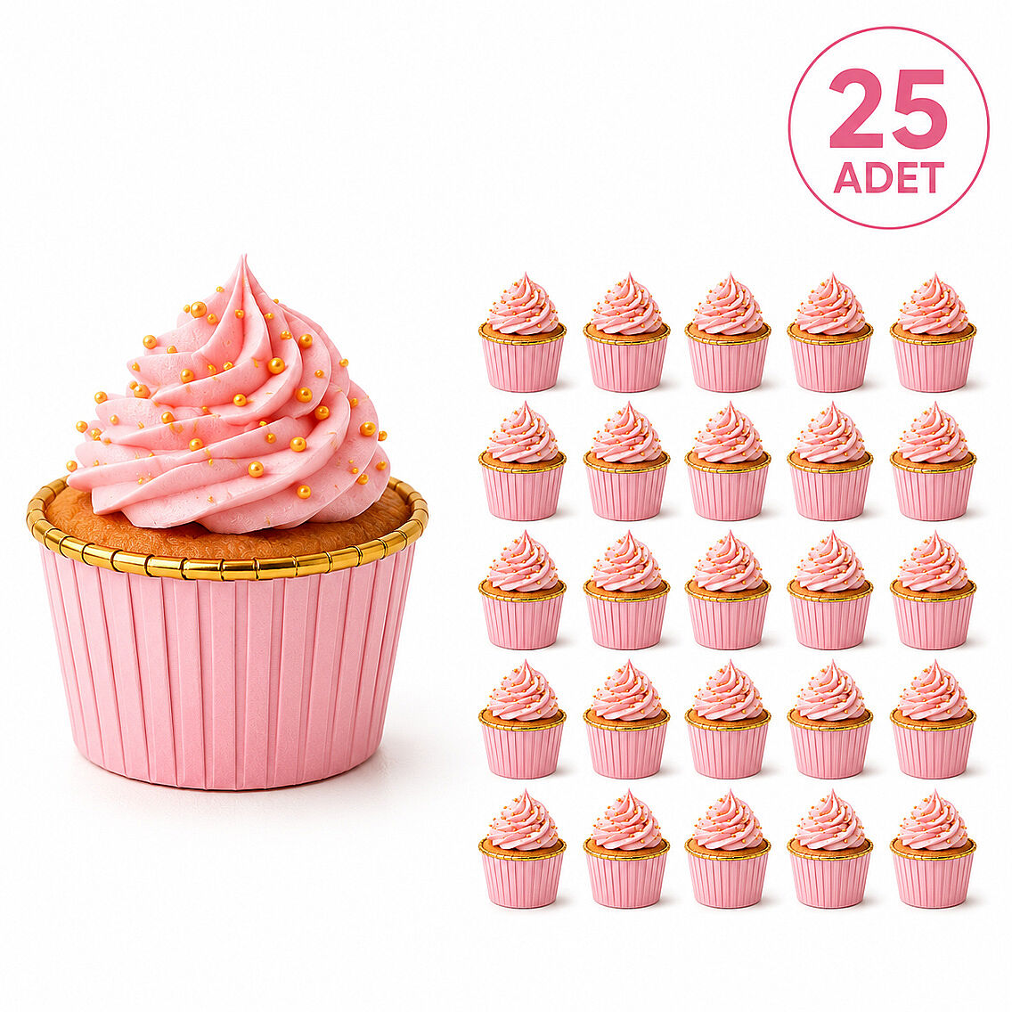 Muffin Kalıbı 25'li Pembe - 2