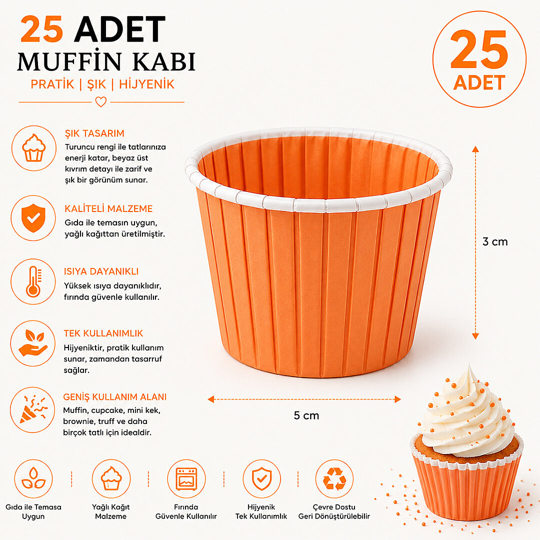 Muffin Kalıbı 25'li Turuncu - 3