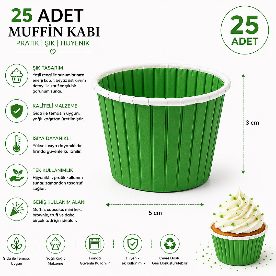 Muffin Kalıbı 25'li Yeşil - 3