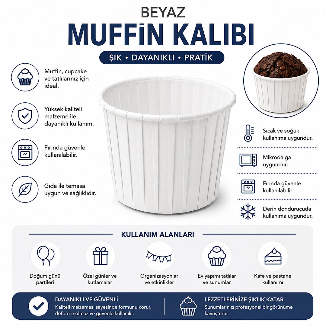 Muffin Kalıbı 50'li Beyaz - 4