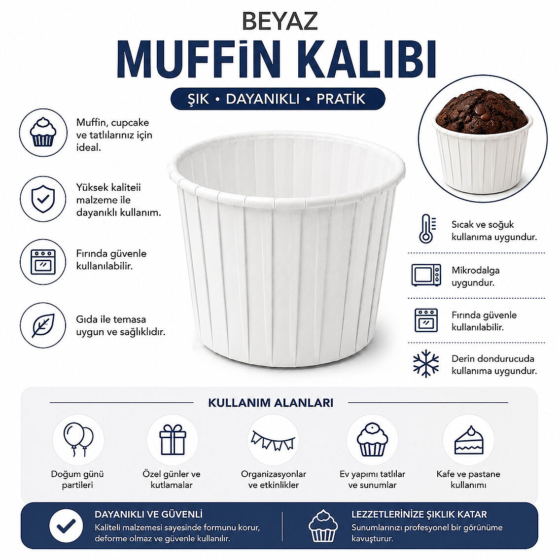 Muffin Kalıbı 50'li Beyaz - 4