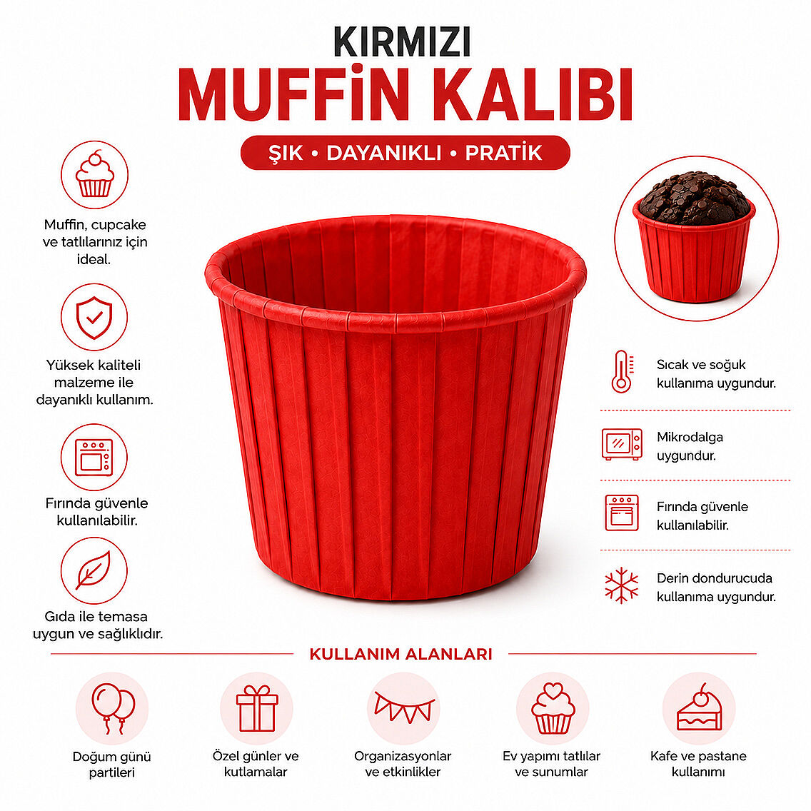 Muffin Kalıbı 50'li Kırmızı - 4
