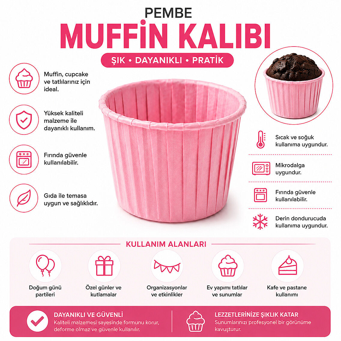 Muffin Kalıbı 50'li Pembe - 4