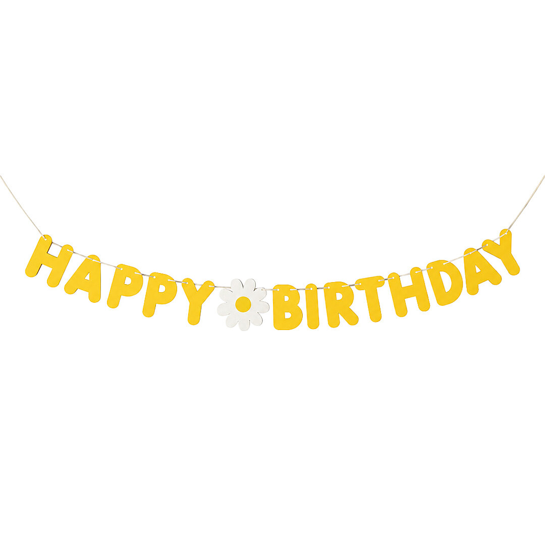 Papatya Temalı Happy Birthday Banner - 1