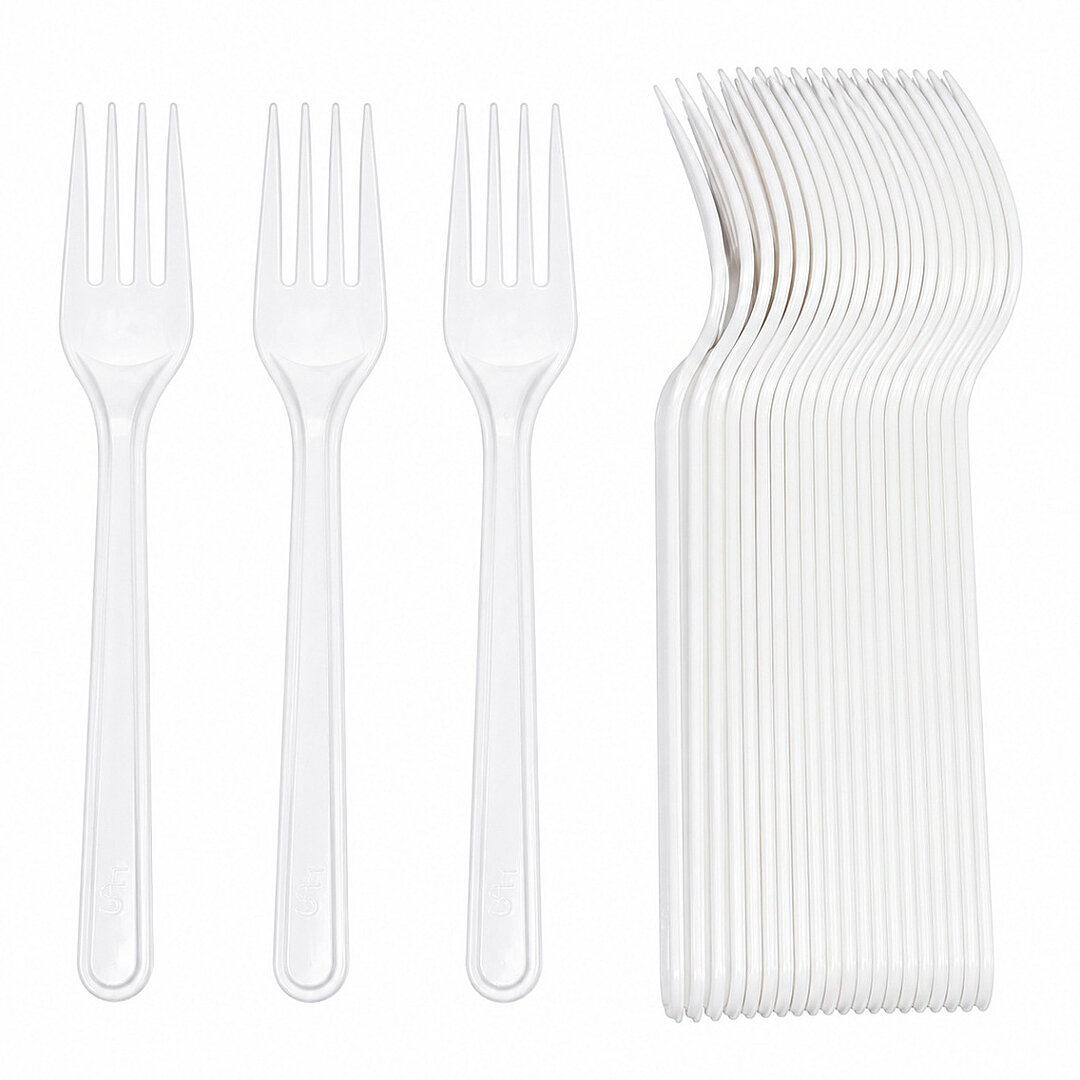 Parti Çatalı Lüks Plastik Beyaz 24 Adet - 1