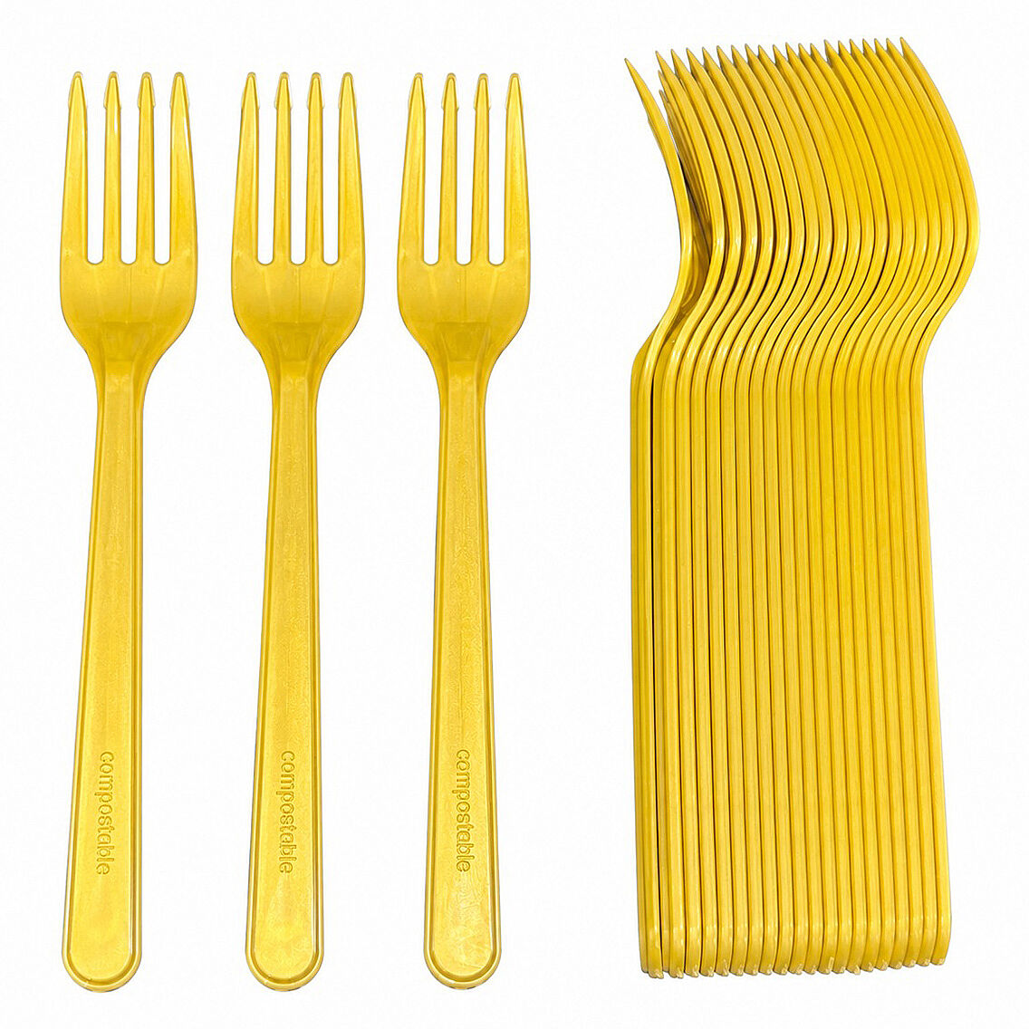 Parti Çatalı Lüks Plastik Gold 24 Adet - 1