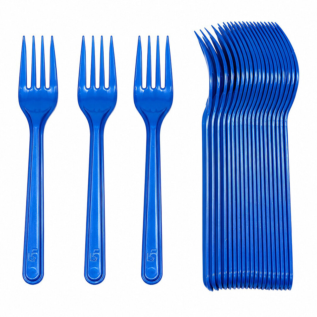 Parti Çatalı Lüks Plastik Lacivert 24 Adet - 1