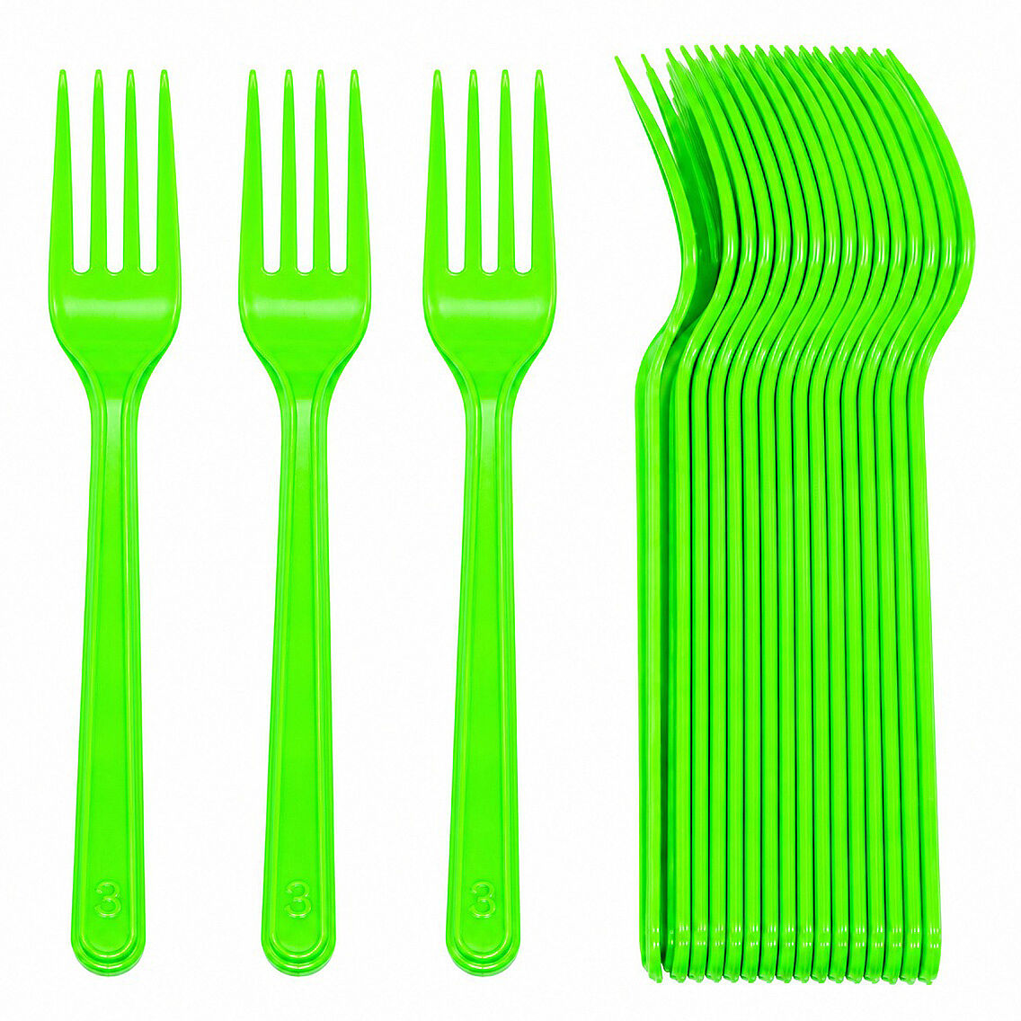 Parti Çatalı Lüks Plastik Yeşil 24 Adet - 1