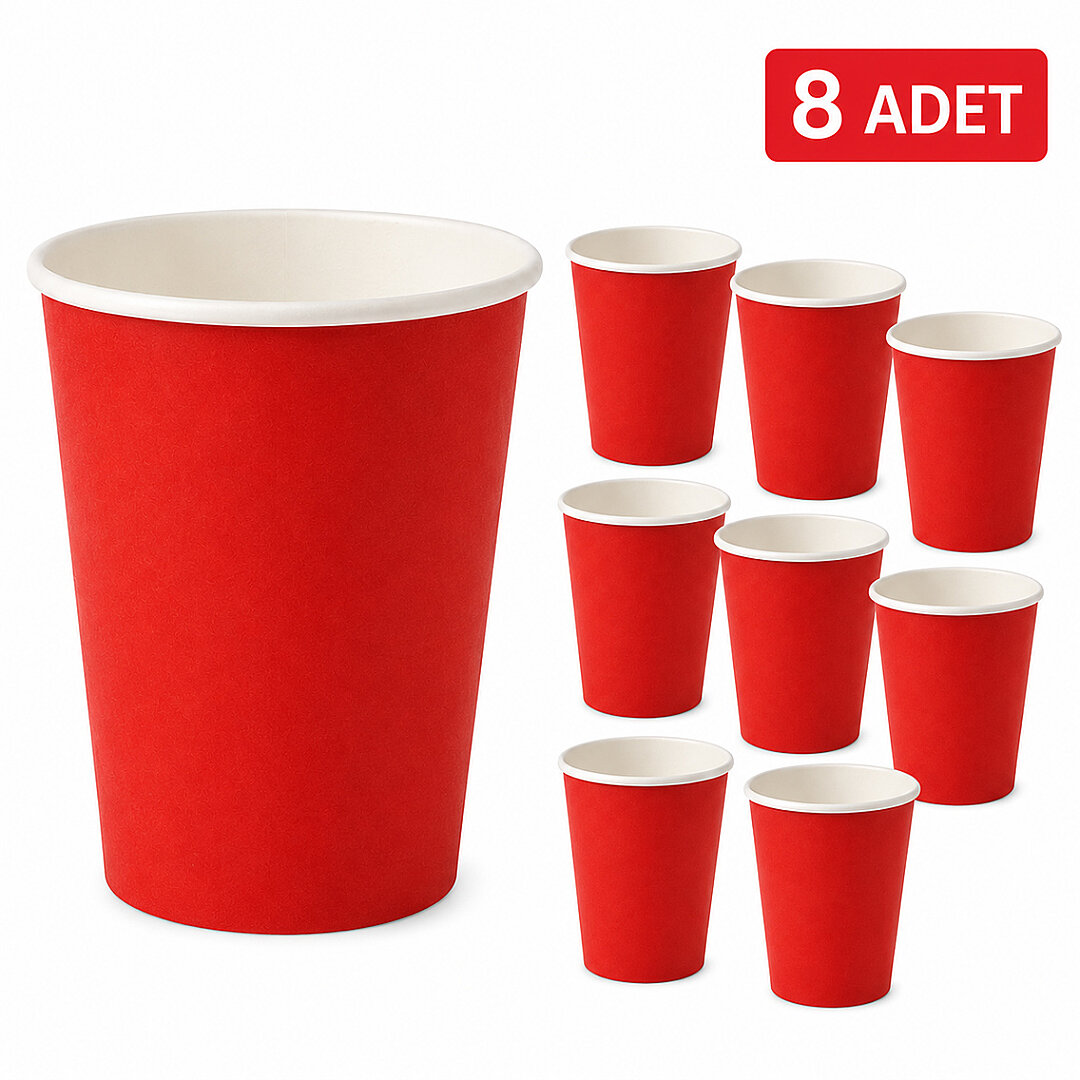 Parti Kağıt Bardak 8'li Kırmızı - Beysüs