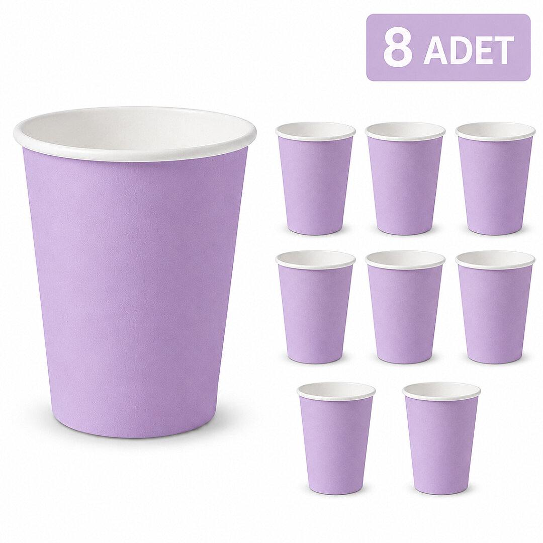 Parti Kağıt Bardak 8'li Mor - 1