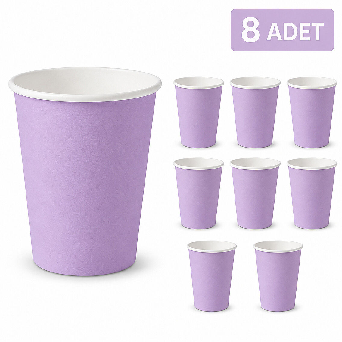 Parti Kağıt Bardak 8'li Mor - 1