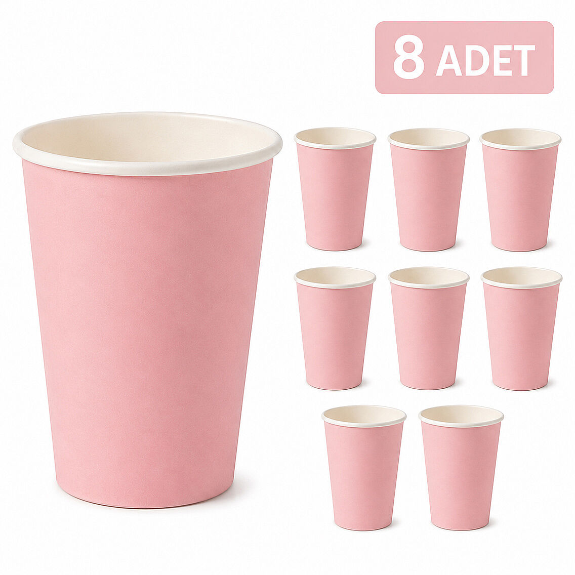 Parti Kağıt Bardak 8'li Pembe - 1