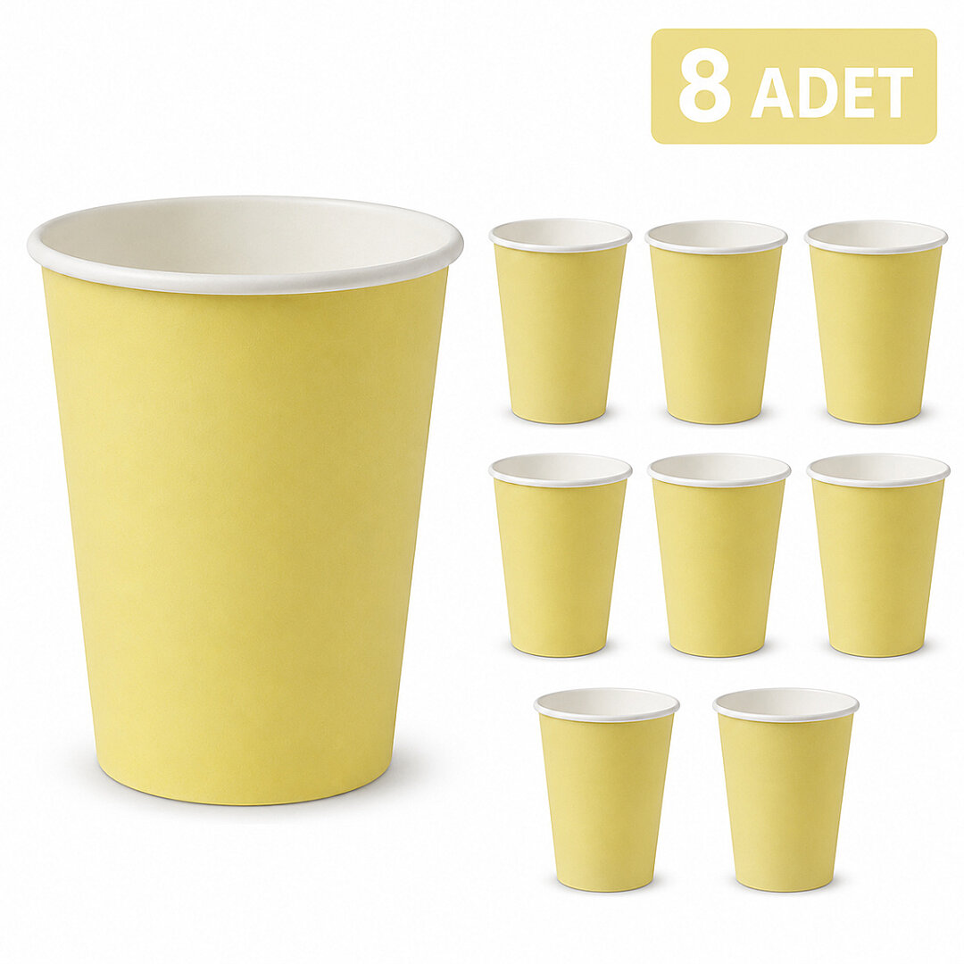 Parti Kağıt Bardak 8'li Sarı - Beysüs