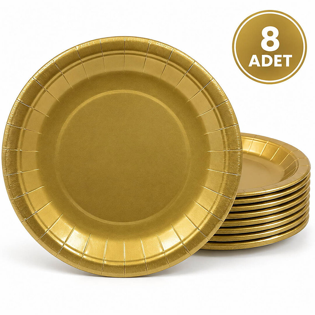 Parti Kağıt Tabak 8'li Gold - 1