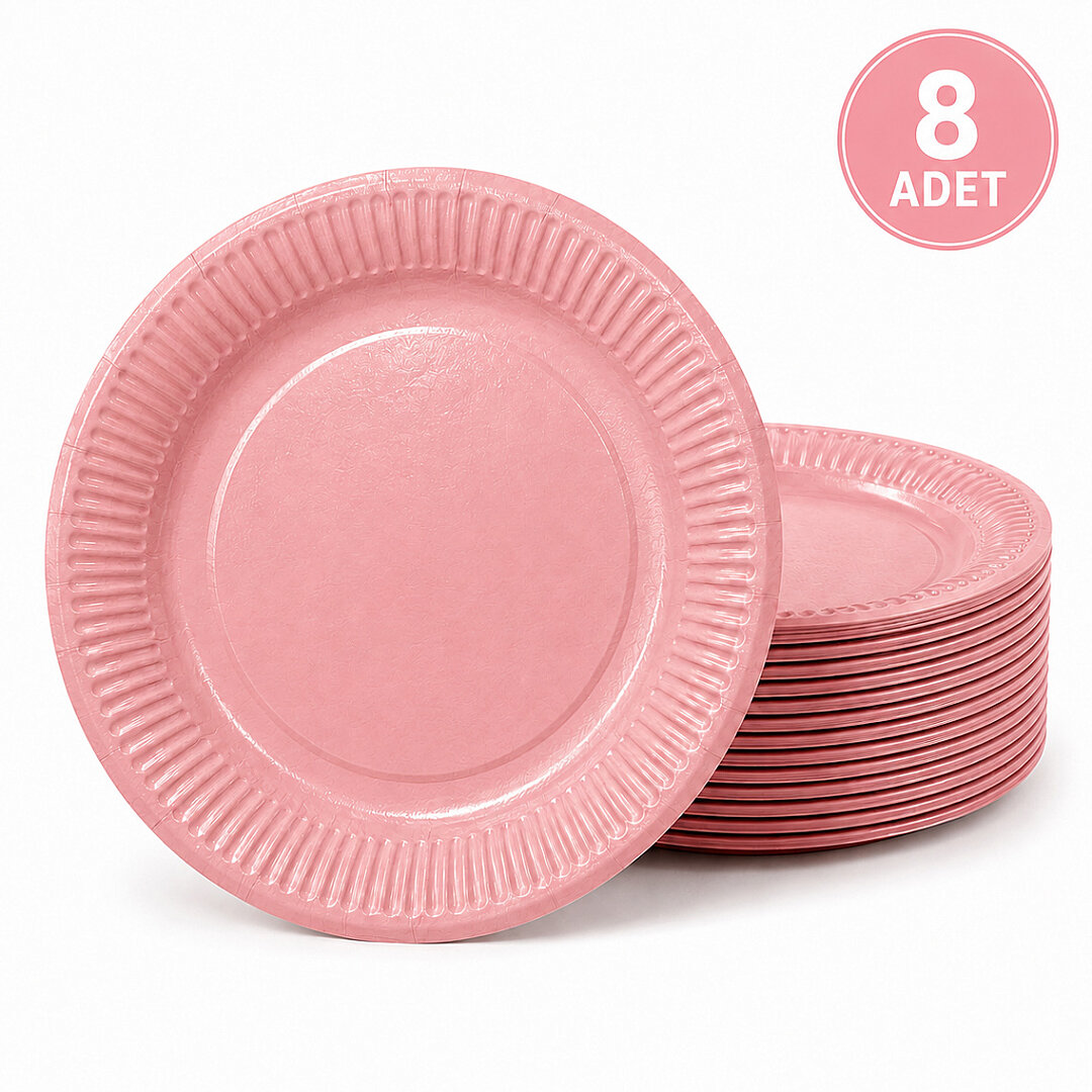 Parti Kağıt Tabak 8'li Pembe - 1