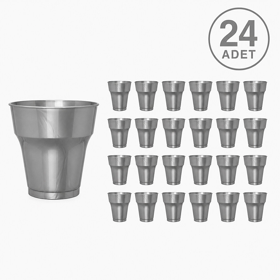 Parti Plastik Bardak 24'lü Gümüş - 1