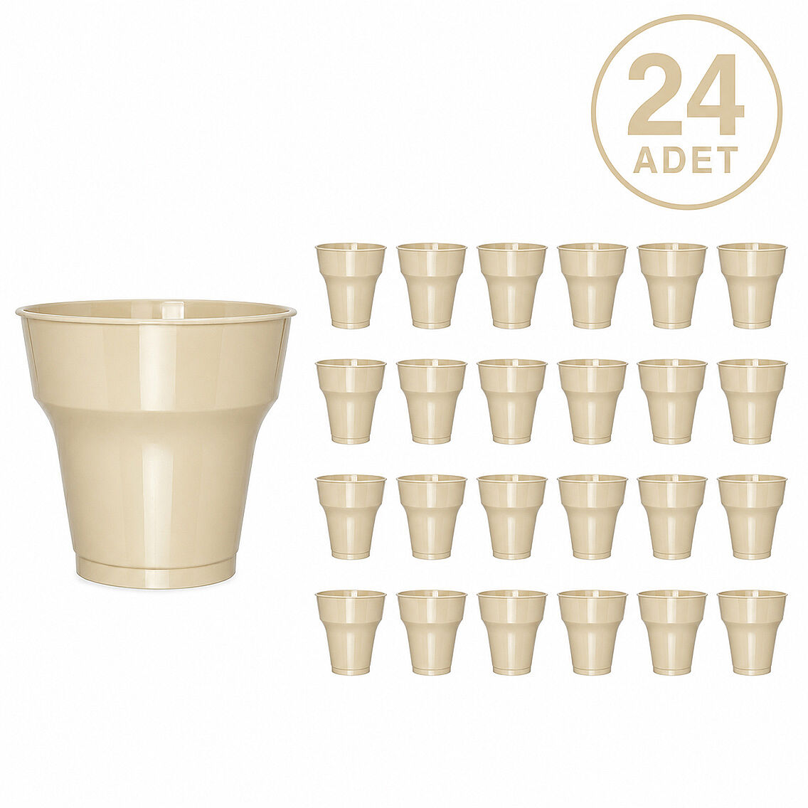 Parti Plastik Bardak 24'lü Krem - 1