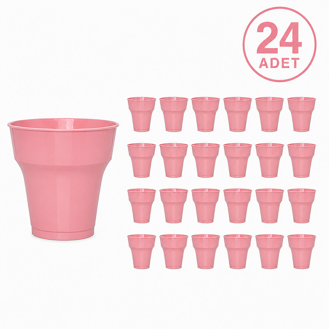 Parti Plastik Bardak 24'lü Pembe - 1