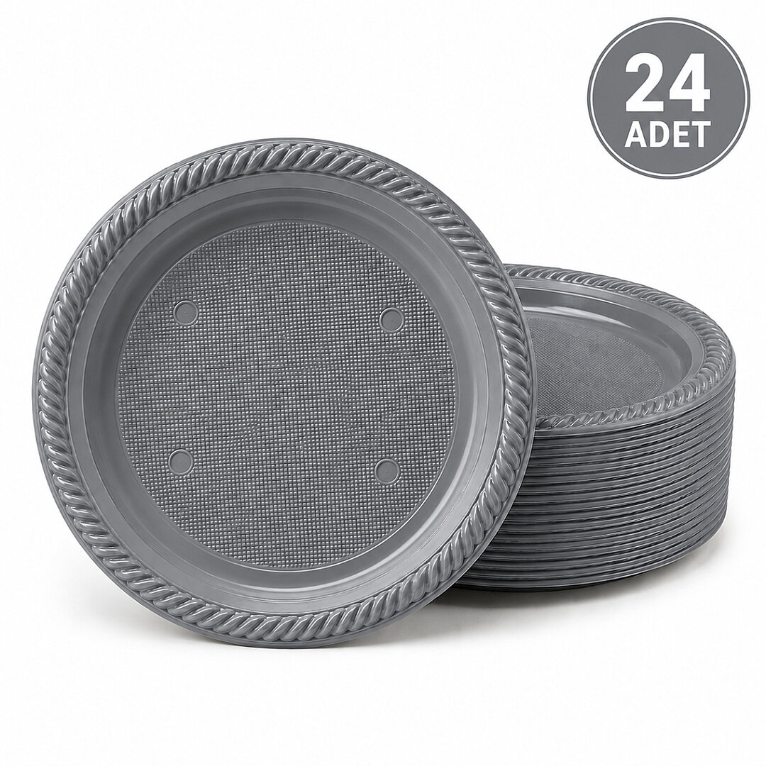 Parti Plastik Tabak 24'lü Gümüş - 1