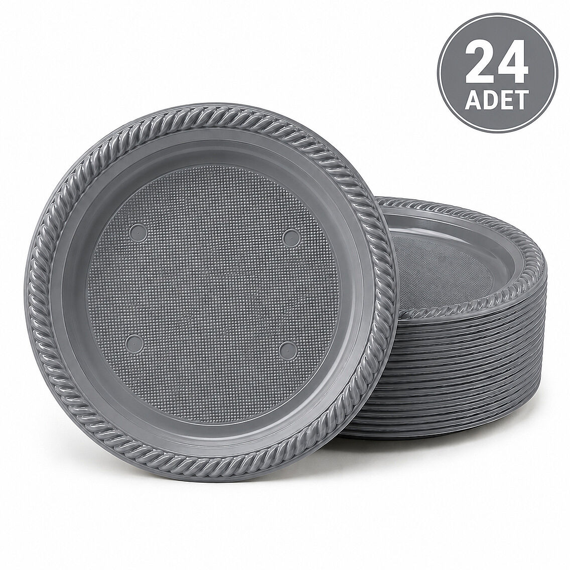 Parti Plastik Tabak 24'lü Gümüş - 1