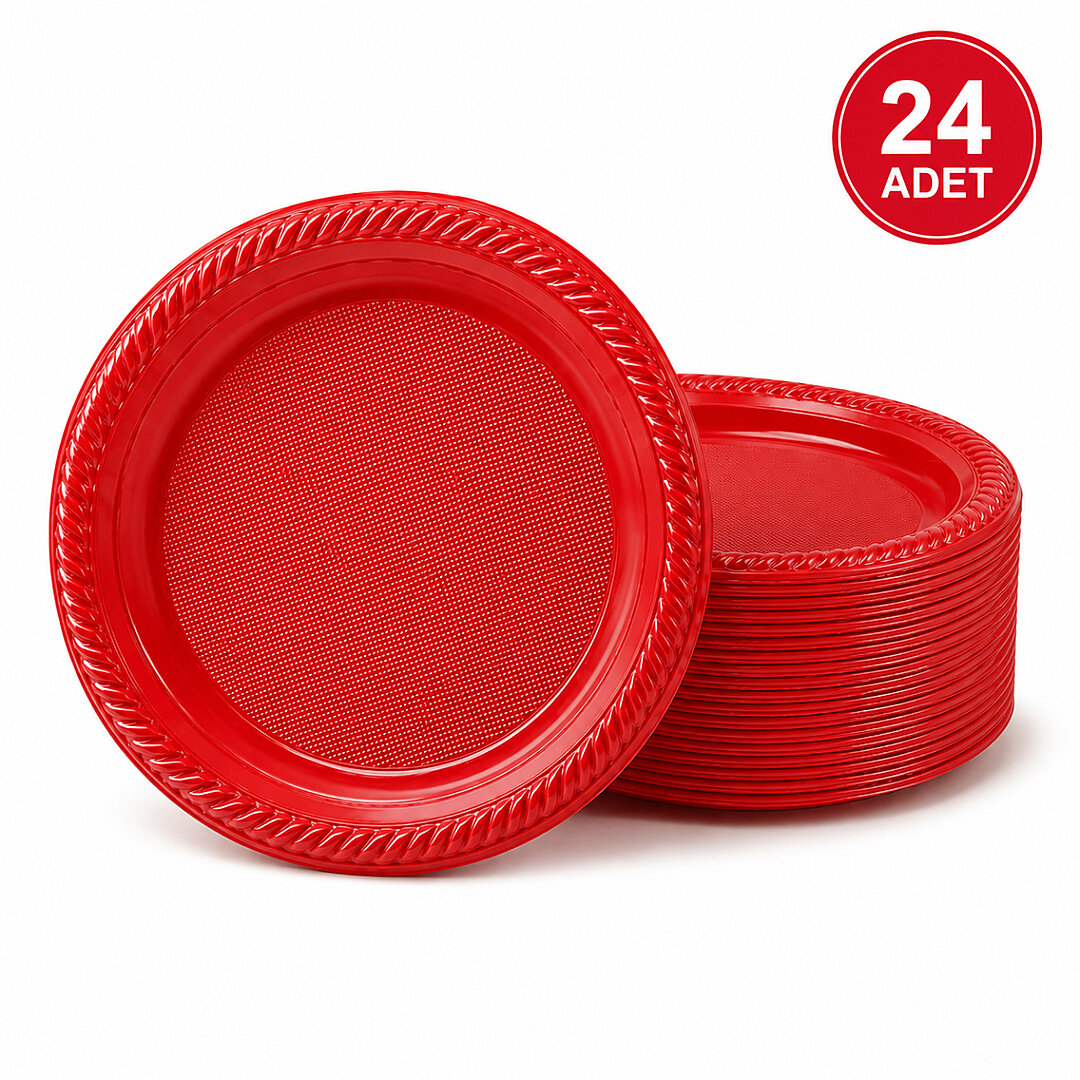 Parti Plastik Tabak 24'lü Kırmızı - Beysüs