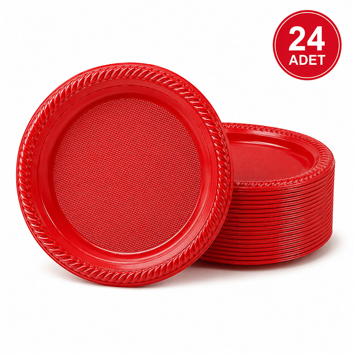 Parti Plastik Tabak 24'lü Kırmızı - 1