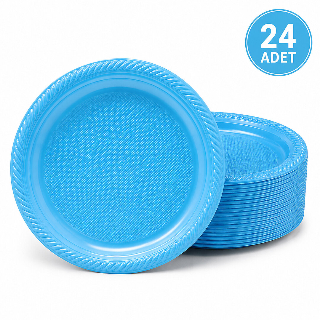 Parti Plastik Tabak 24'lü Mavi - 1