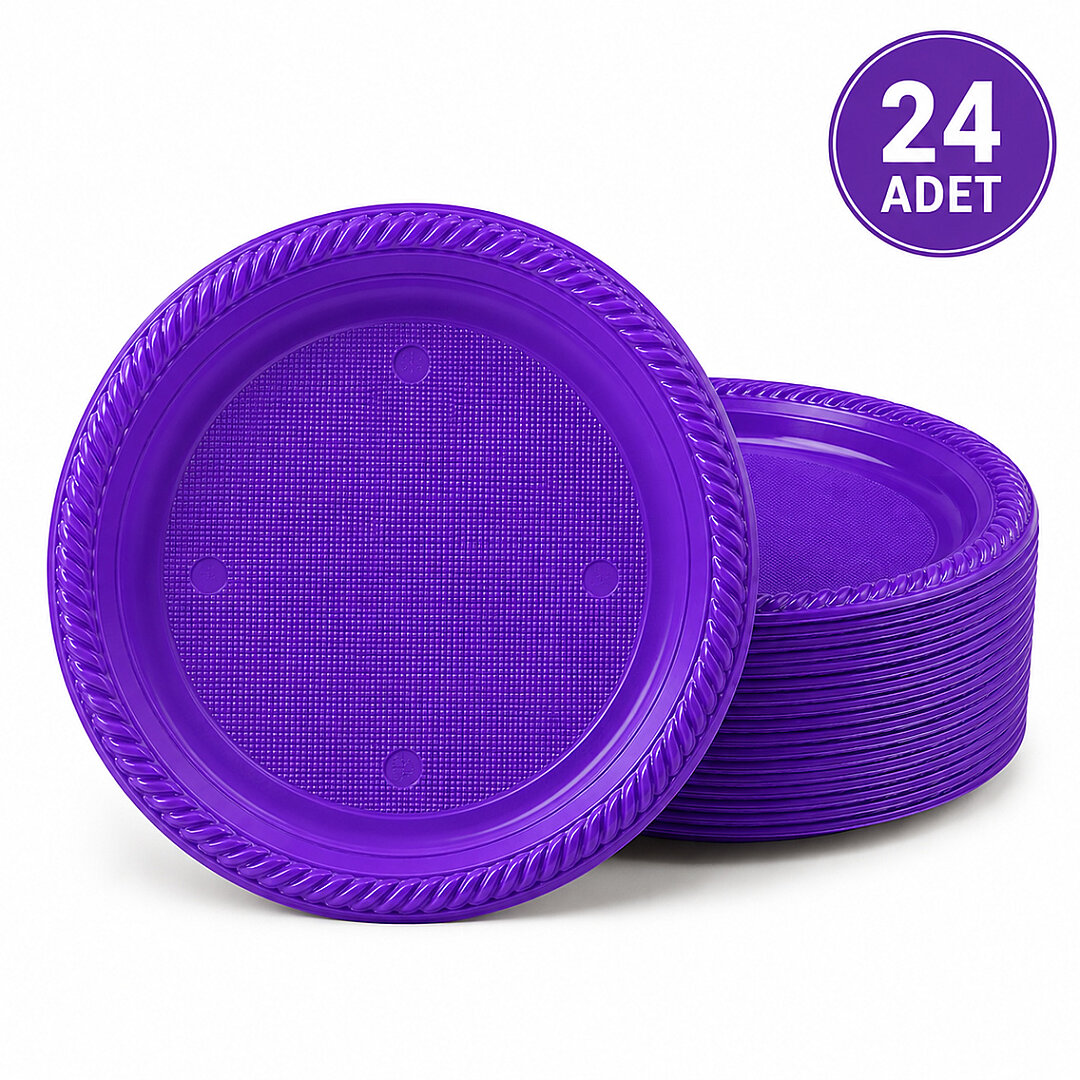 Parti Plastik Tabak 24'lü Mor - 1