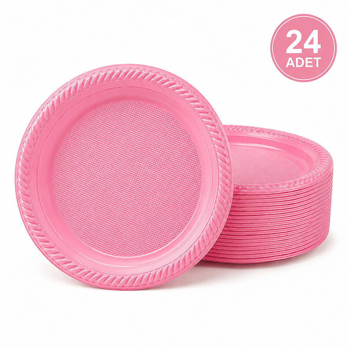Parti Plastik Tabak 24'lü Pembe - 1
