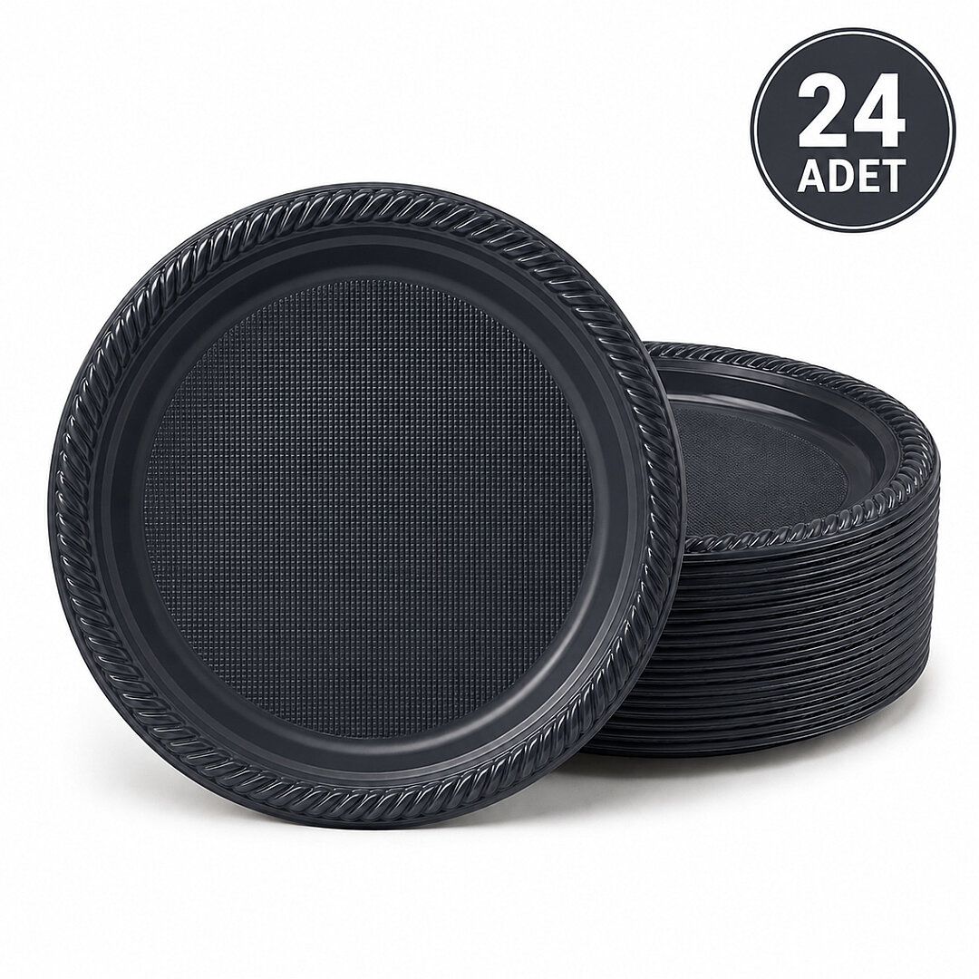 Parti Plastik Tabak 24'lü Siyah - 1