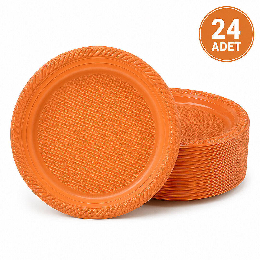 Parti Plastik Tabak 24'lü Turuncu - 1