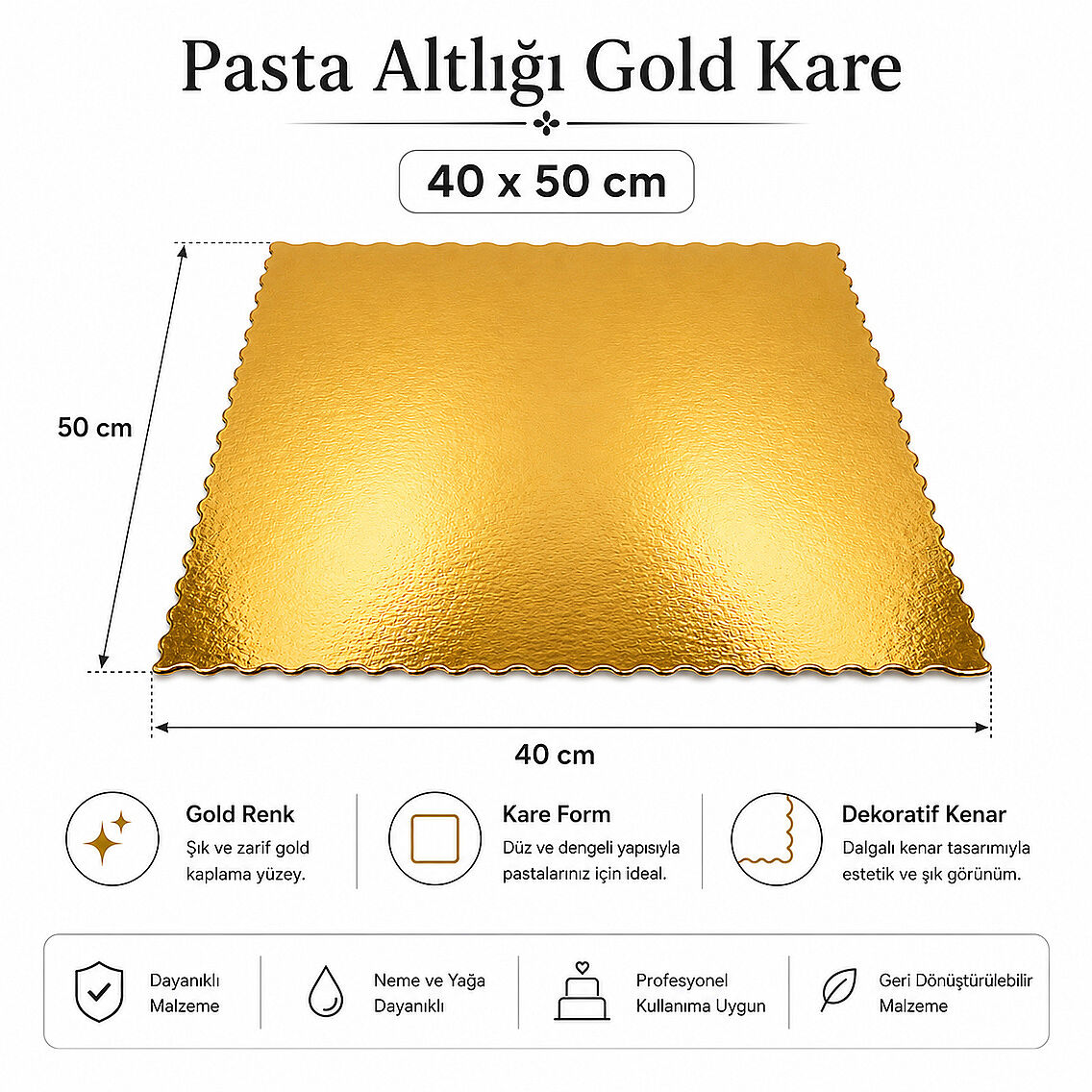 Pasta Altlığı Gold Kare 40x50 cm - 2