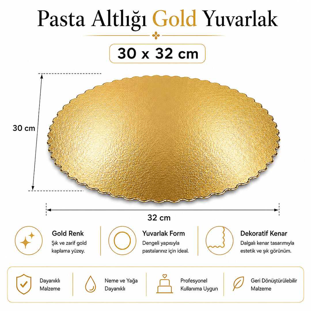 Pasta Altlığı Gold Yuvarlak 30x32 cm - 2