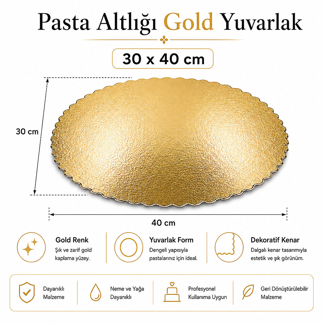 Pasta Altlığı Gold Yuvarlak 30x40 cm - 2