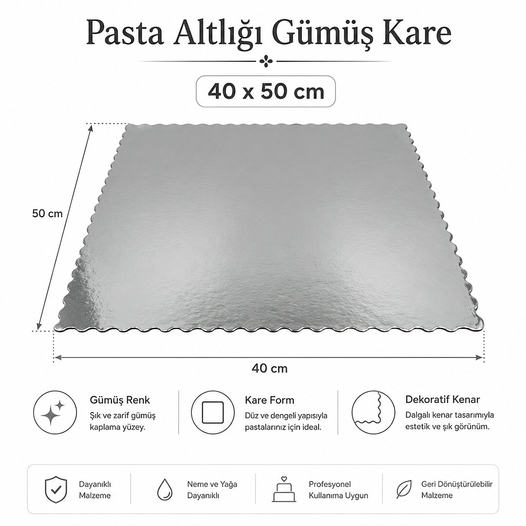 Pasta Altlığı Gümüş Kare 40x50 cm - 3