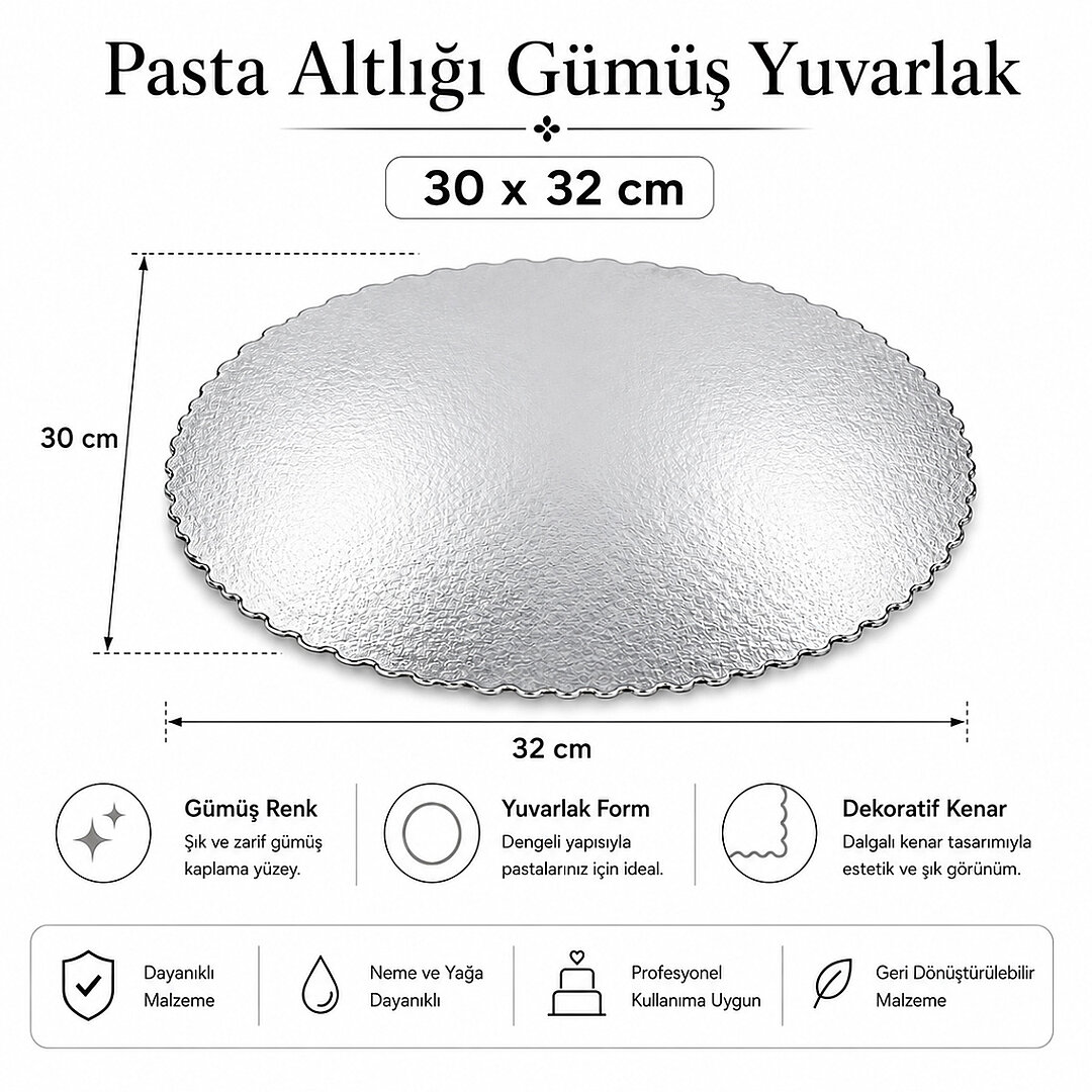 Pasta Altlığı Gümüş Yuvarlak 30x32 cm - 2