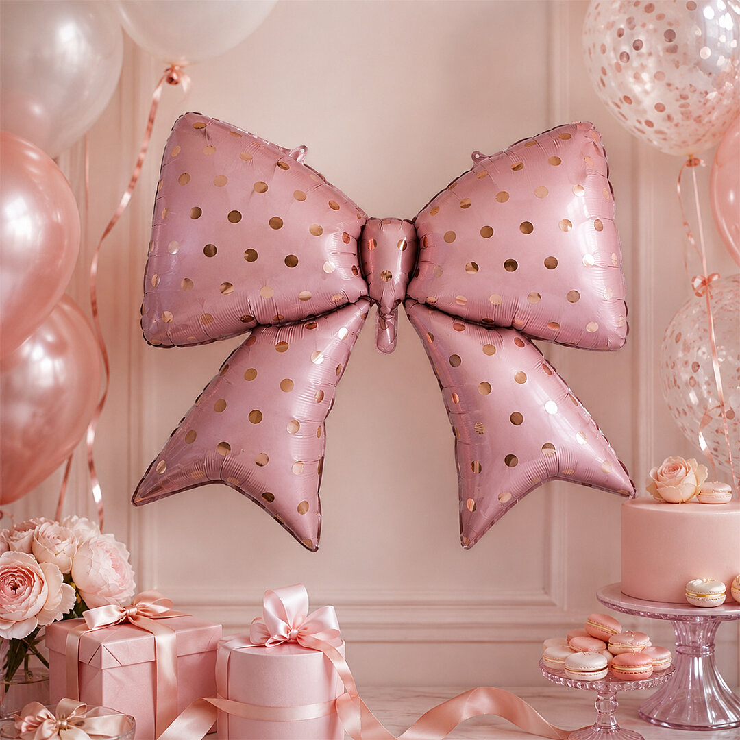 Pembe Fiyonk Gold Puantiyeli Folyo Balon - 2