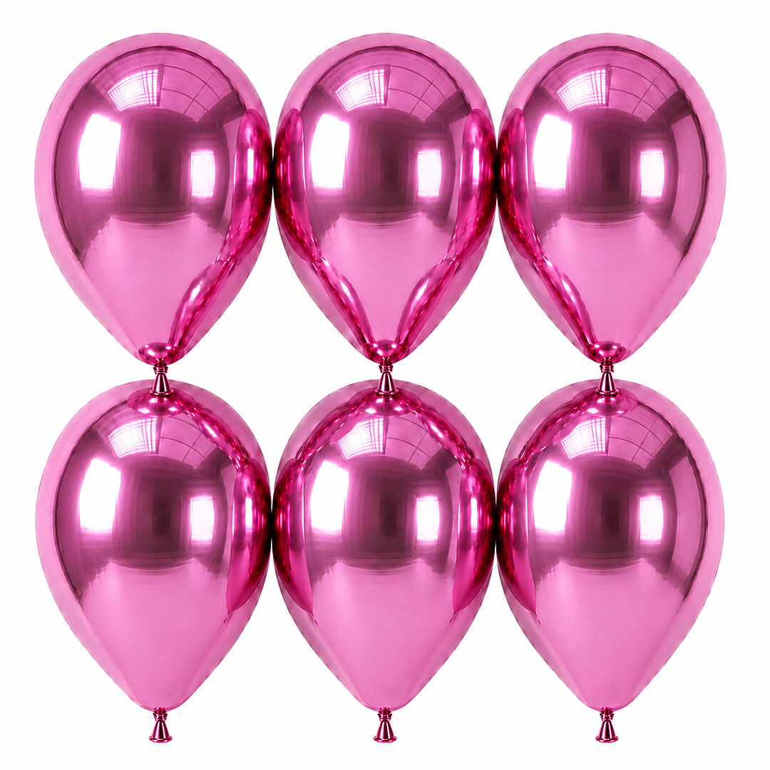 Pembe Renk Lateks krom Balon (30 cm) - 6 Adet - 1