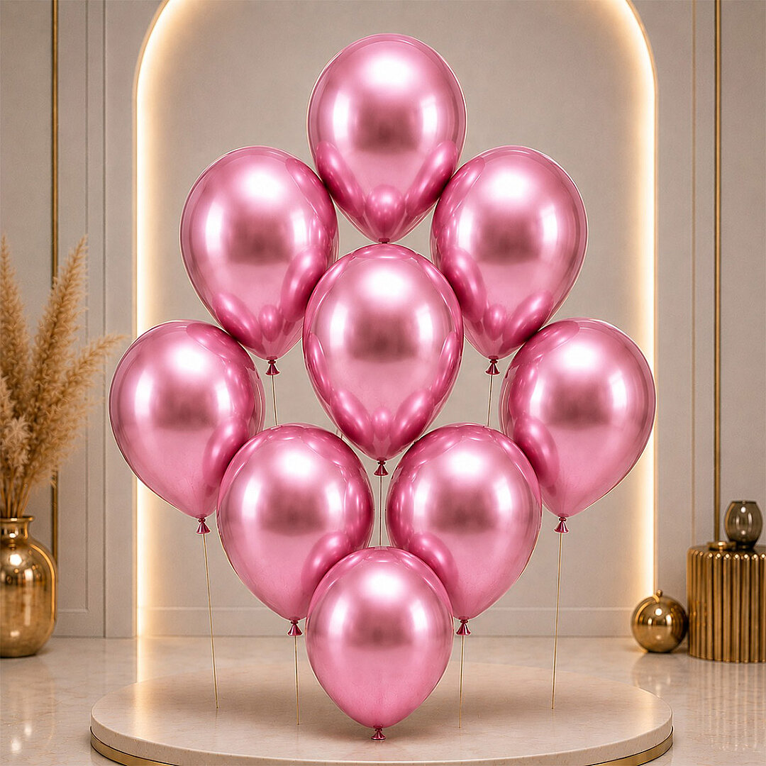 Pembe Renk Lateks krom Balon (45 cm) - 2 Adet - 2